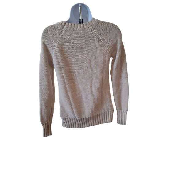 Old Navy Women Cable Knit Sweater Beige XS Crew Neck Chunk Light Academia Preppy - Picture 2 of 8